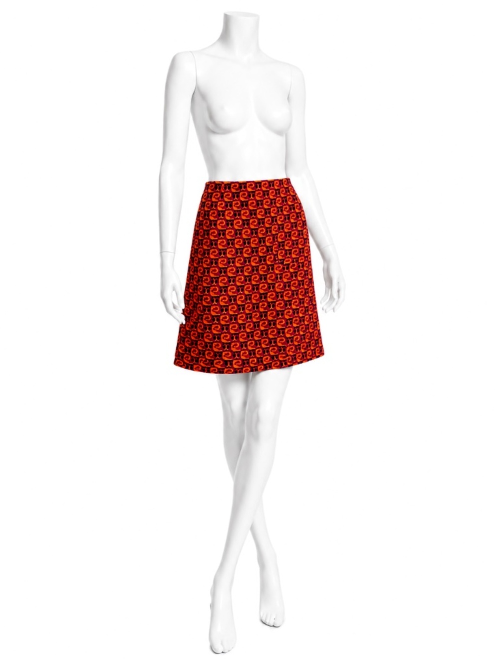 Vintage Pierre Cardin Tokyo Japan Mod Logo Knit Mini Skirt 1970s Abstract